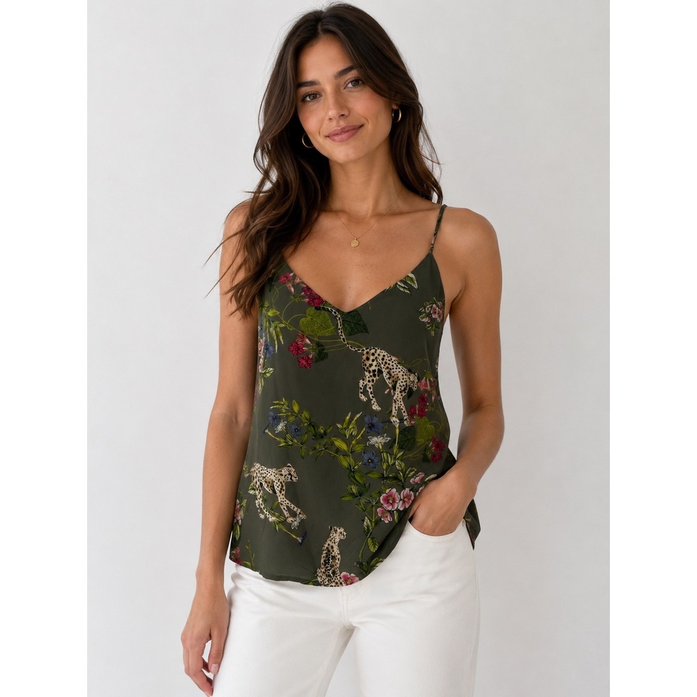 L'Agence Jane Camisole Tank French Moss Multi Silk Cami Size S - Picture 3 of 12